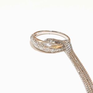 K18WG ネックレス メレダイヤ付き リング